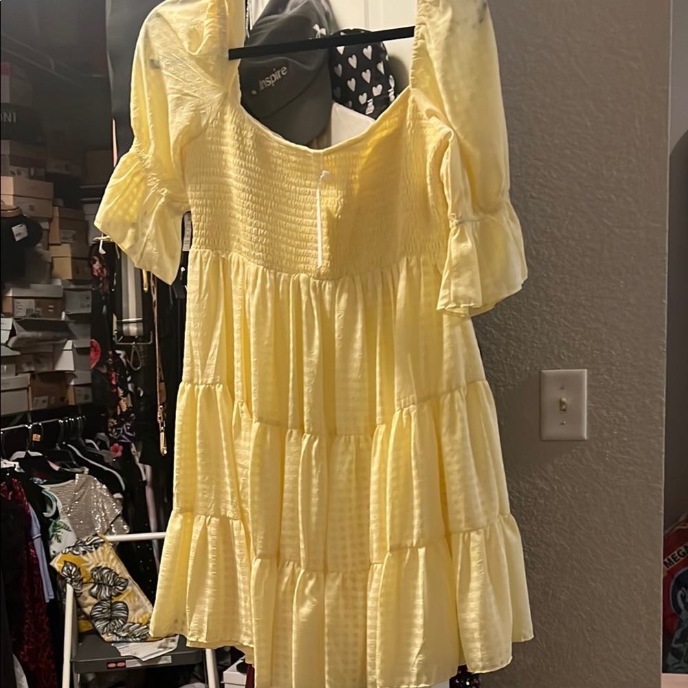 Yellow shoulder or off shoulder  Dress